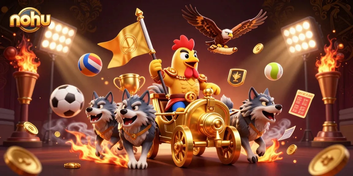 Nohu captures thrilling sports betting action with vibrant characters and dynamic elements.