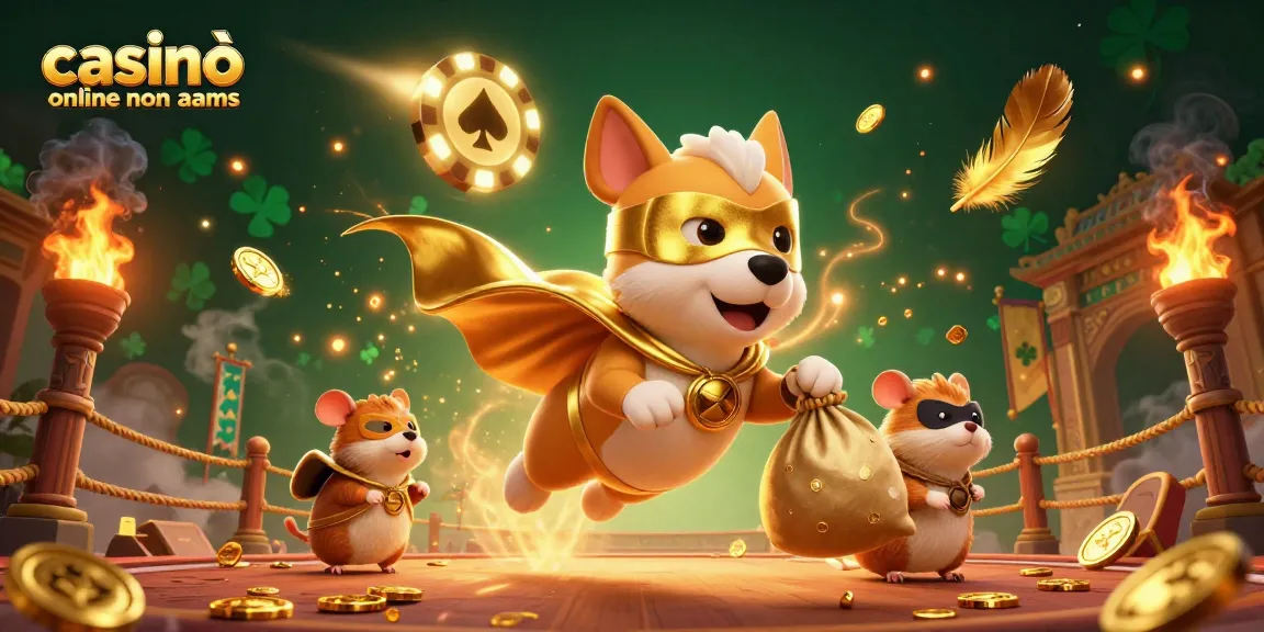 Experience thrilling action at casinò online non aams with vibrant illustrations of a superhero dog and dynamic gaming elements.