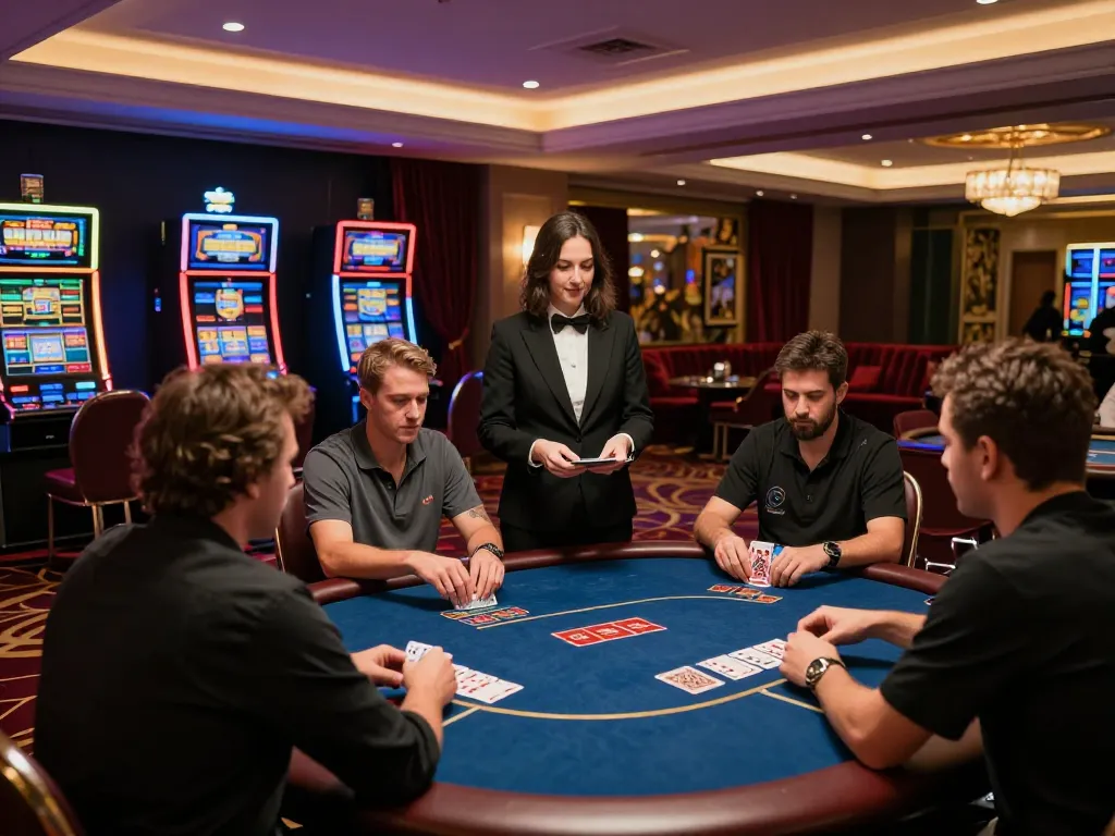 Players engaged in high-stakes poker at 68win casino, highlighting strategic gaming moments.