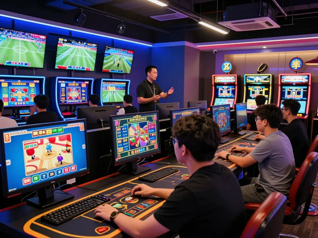 Engaged players at https://mmoo1.de.com in a lively casino environment, showcasing diverse gaming experiences.