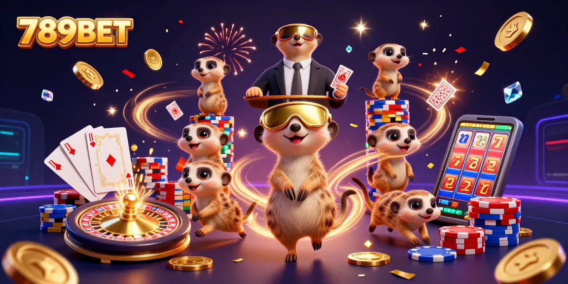 Experience the exciting world of 789BET with meerkats managing a vibrant casino scene.