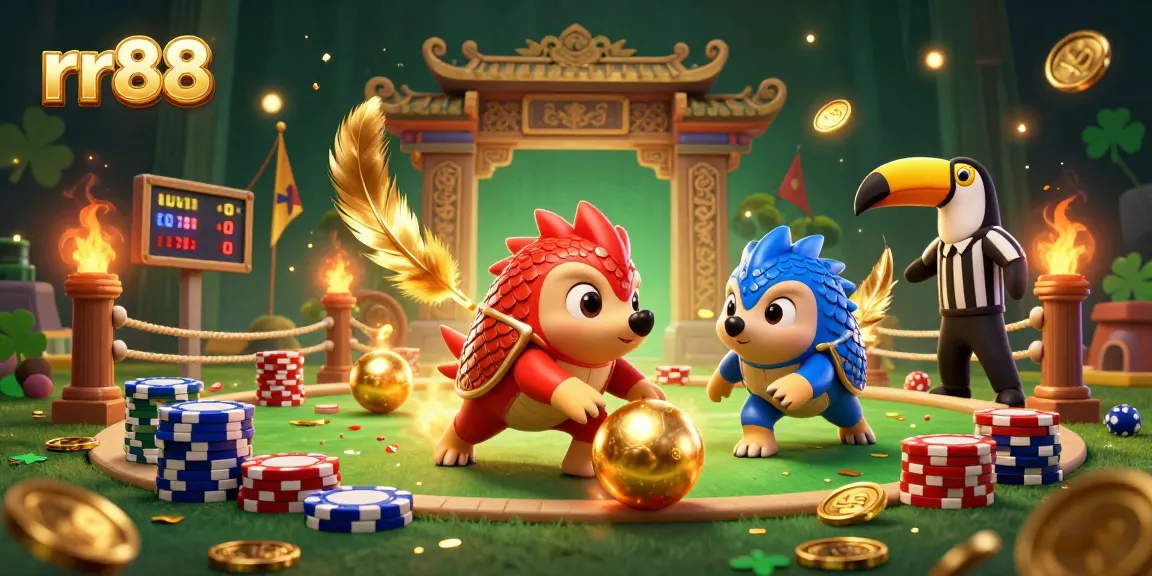Engage with rr88's thrilling world, where pangolins battle amidst poker chips and dynamic gaming elements.