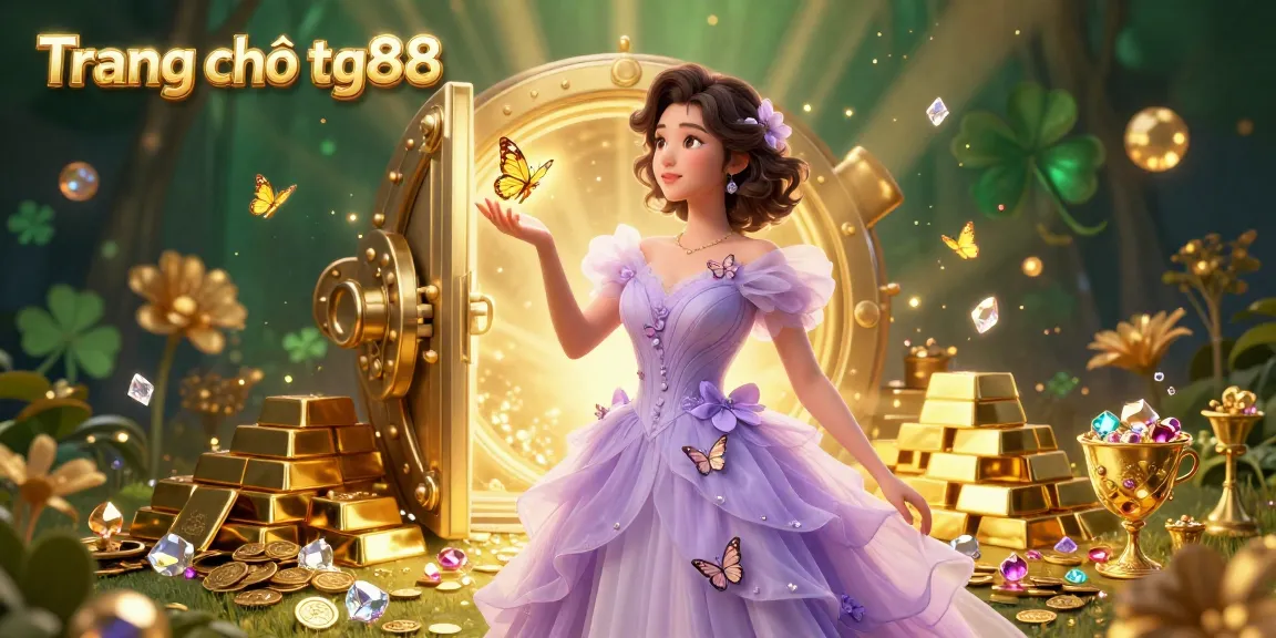 Experience vibrant excitement at Trang chủ tg88 with golden treasures and magical casino elements in a stunning illustration.