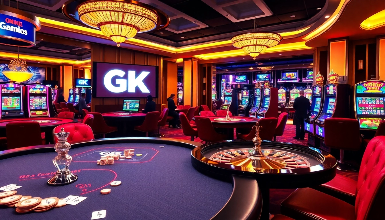 Experience thrilling action at GK 88 casino with vibrant gambling table games and slot machines.