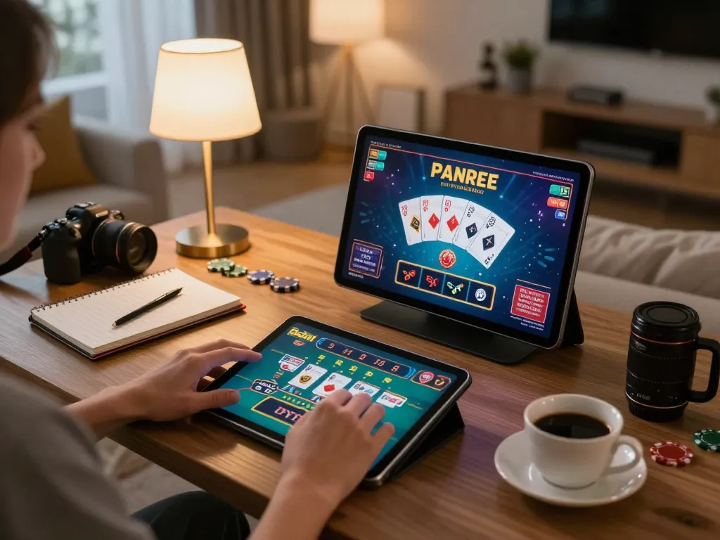 Engaging in online gambling at home on f168, with vibrant live game interface and cozy ambiance.