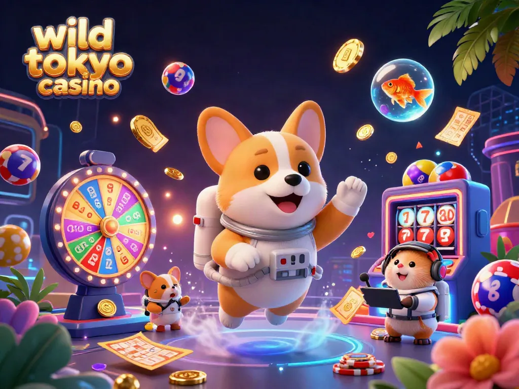 Experience thrilling games at Wild Tokyo Casino with animated characters and vibrant casino elements.