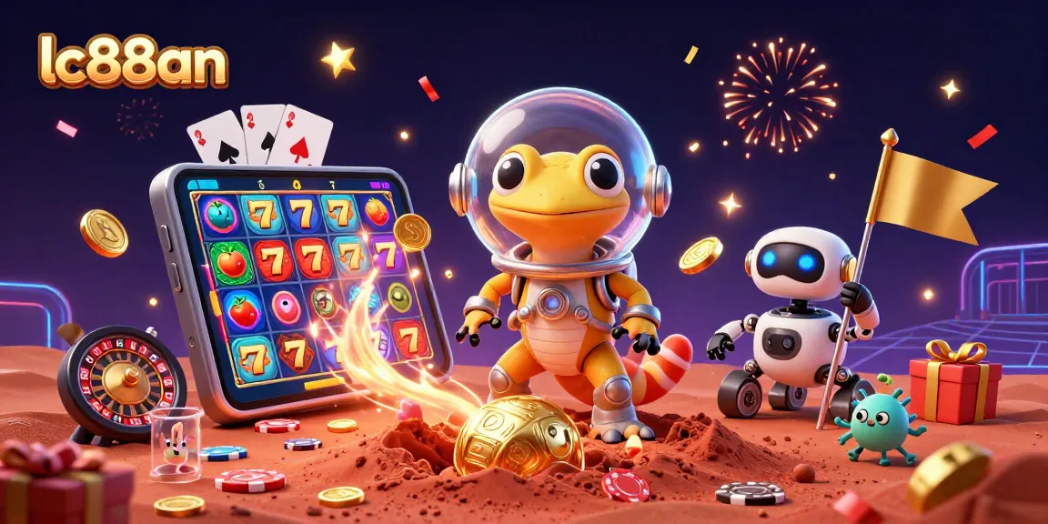 Engage with lc88an's thrilling slot games and colorful casino excitement in this fantastic 3D scene.