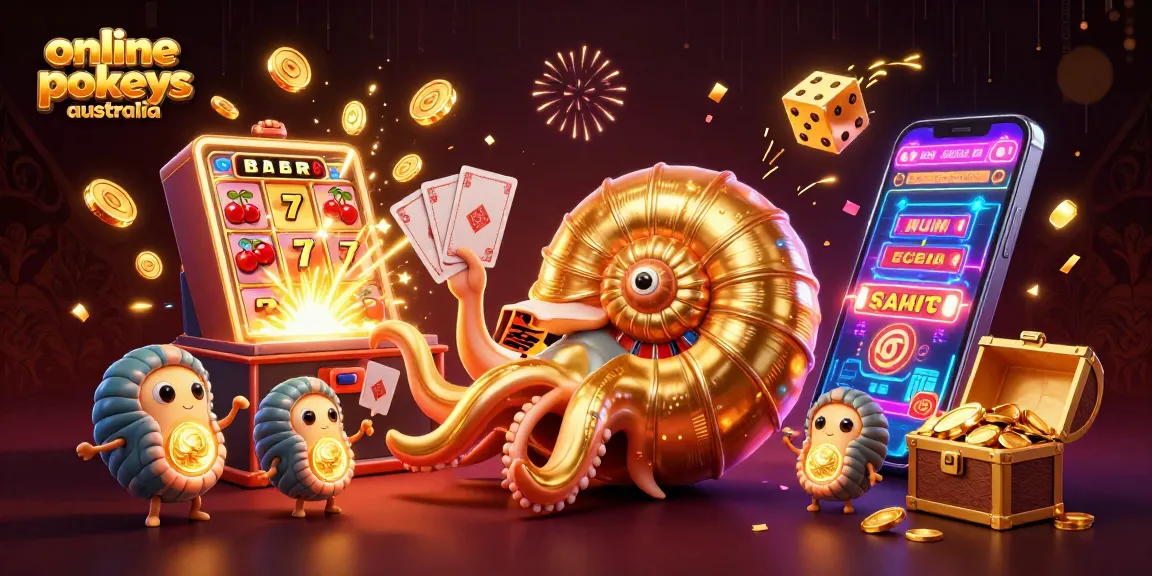 Engage with exciting online pokies Australia through vibrant 3D casino illustration showcasing gaming elements and jackpots.