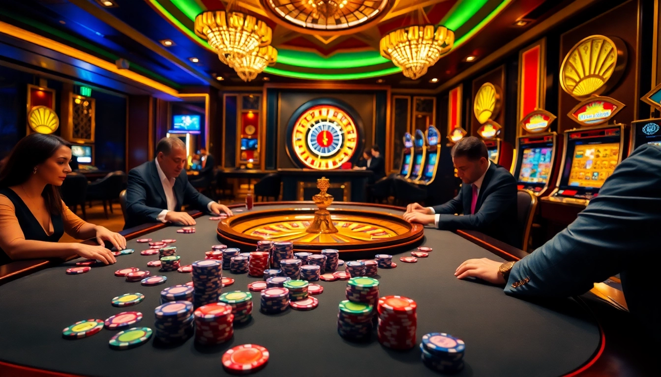 Engaging casino experience at https://tv88.network/ with poker chips, roulette wheel, and slot machines.