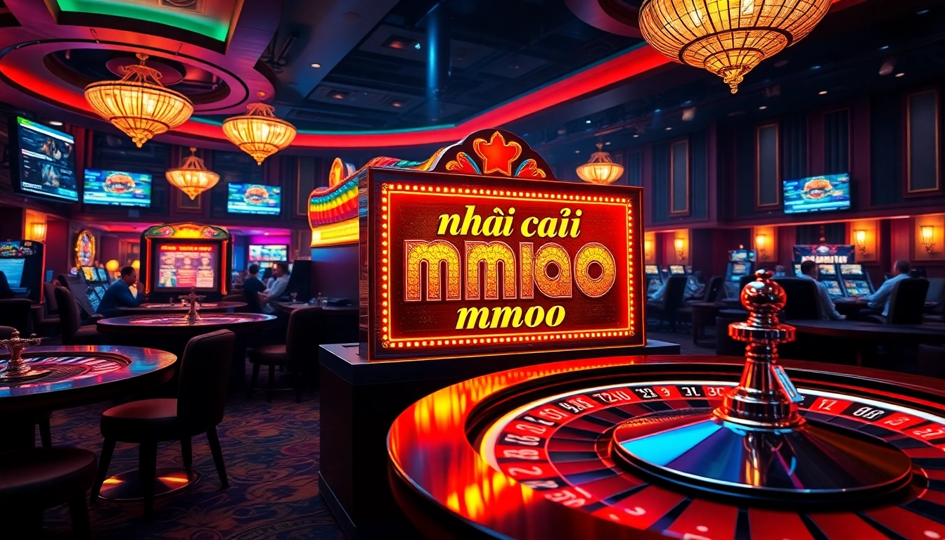 Experience the excitement at nhà cái mmoo with vibrant slot machines and elegant casino decor.